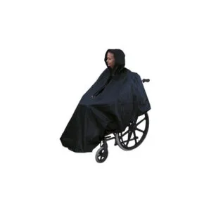 Impermeable para silla de ruedas con usuario